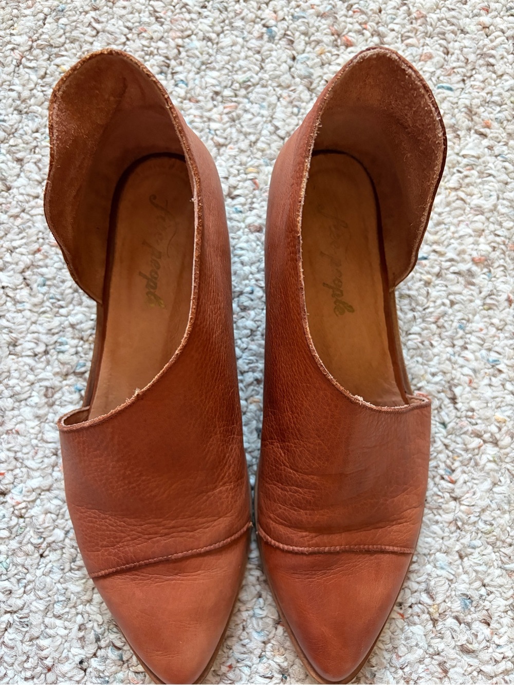 Free People Royale Flat Cutout leather bootie cognac brown women size 40.5 9-9.5 - Picture 4 of 6